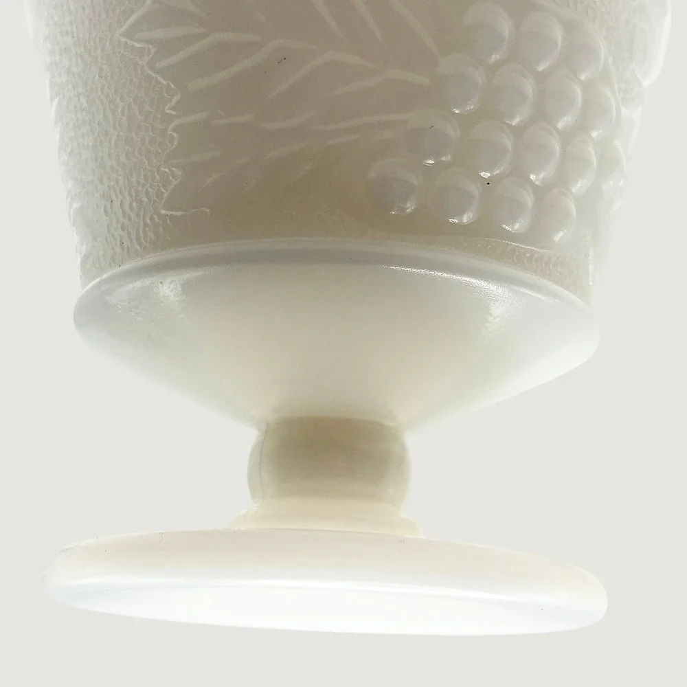 Vintage Milk Glass Dessert Cups Set of 6 White Grape Embossed Footed 3.75in